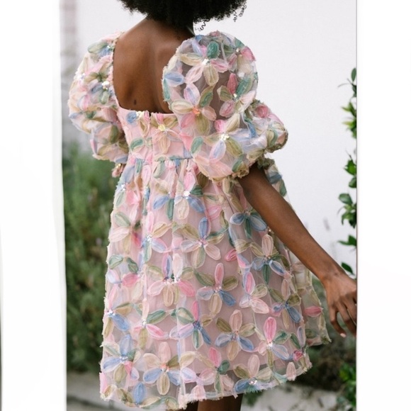STORIA pastel floral appliqué babydoll dress - Picture 2 of 7